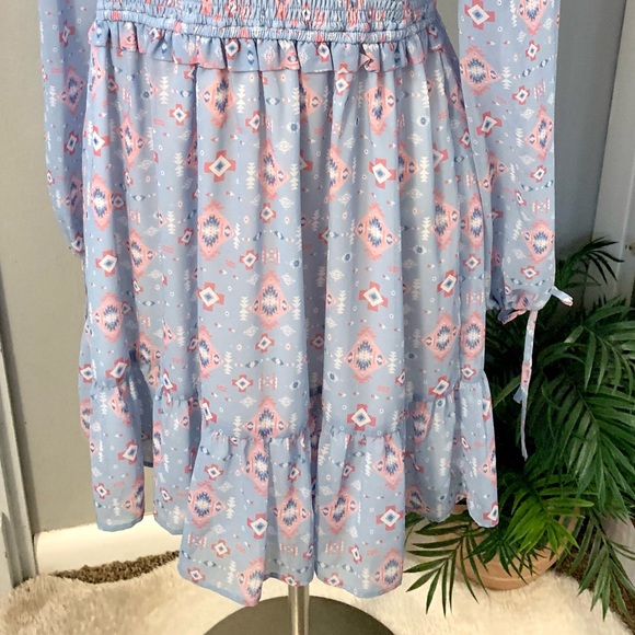 Size XL Simply Southern Smocked Dress Pastel Blue Modest Feminine Ruffle Hem NWT - Picture 8 of 13